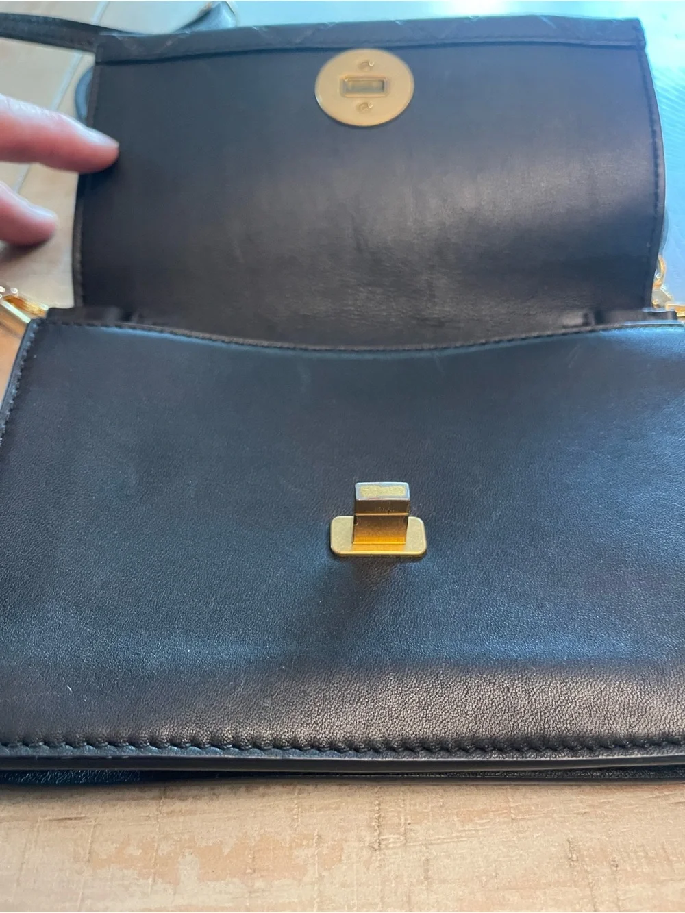 Tory Burch Black Quilted Leather Crossbody with Gold Logo